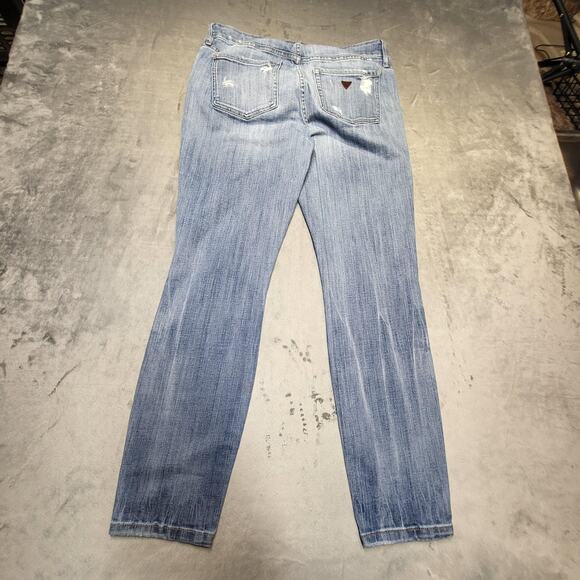 Guess Jeans Womens 31 Light Wash Power Curvy Mid Distressed Ripped Skinny Denim - Picture 10 of 11